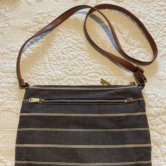 Fossil Striped Brown and Gray Crossbody Bag - Picture 6 of 13